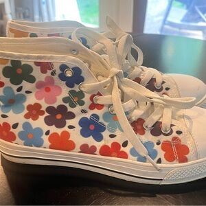 Floral High-Top Sneakers